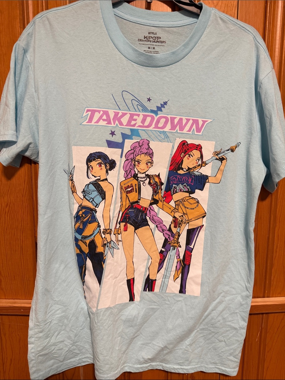 Light Blue 'Takedown' Anime Graphic Short Sleeve Tee
